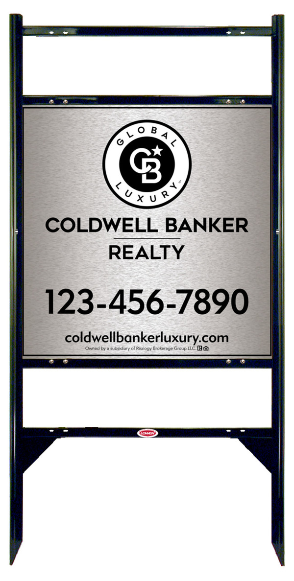 Angle Iron Frame w 2 Rider Inserts and Office Sign Panel Unit, 24h x 24w, Brushed Aluminum Composite