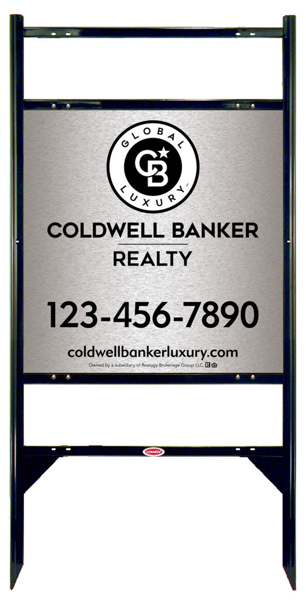 Angle Iron Frame w 2 Rider Inserts and Office Sign Panel Unit, 24h x 24w, Brushed Aluminum Composite