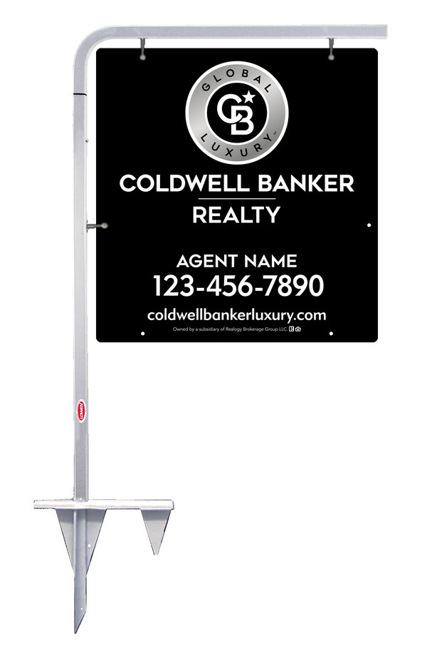 Tubular Stake and Agent Sign Panel Unit, 25h x 24w, Poly