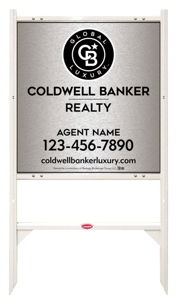 Angle Iron Frame and Agent Sign Panel Unit, 25h x 24w, Brushed Aluminum Composite
