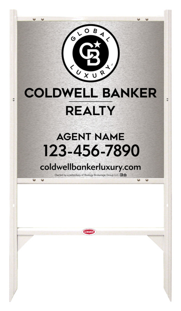 Angle Iron Frame and Agent Sign Panel Unit, 25h x 24w, Brushed Aluminum Composite