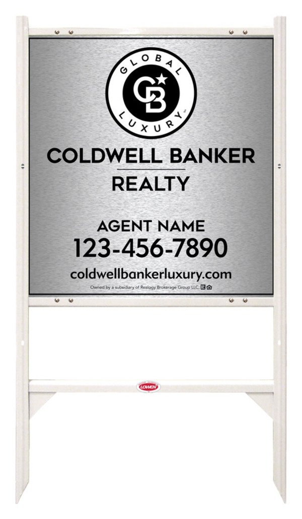 Angle Iron Frame and Agent Sign Panel Unit, 25h x 24w, Brushed Aluminum Composite