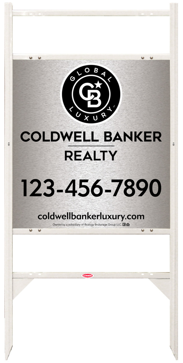 Angle Iron Frame w 2 Rider Inserts and Office Sign Panel Unit, 25h x 24w, Brushed Aluminum Composite