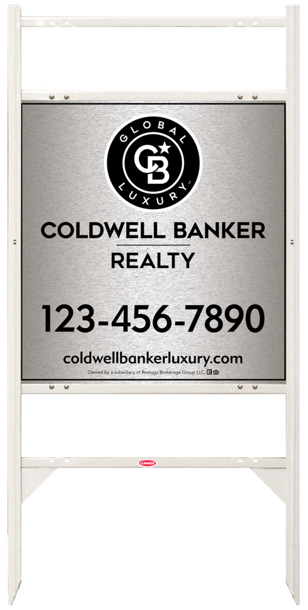 Angle Iron Frame w 2 Rider Inserts and Office Sign Panel Unit, 25h x 24w, Brushed Aluminum Composite