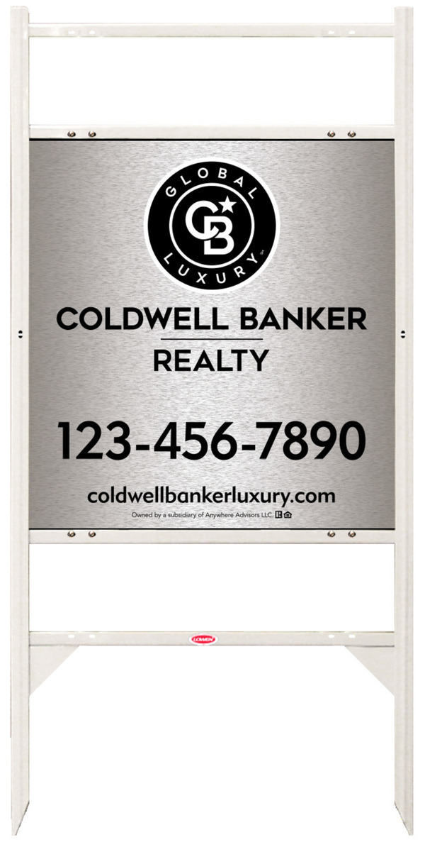 Angle Iron Frame w 2 Rider Inserts and Office Sign Panel Unit, 25h x 24w, Brushed Aluminum Composite