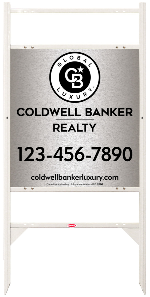 Angle Iron Frame w 2 Rider Inserts and Office Sign Panel Unit, 25h x 24w, Brushed Aluminum Composite