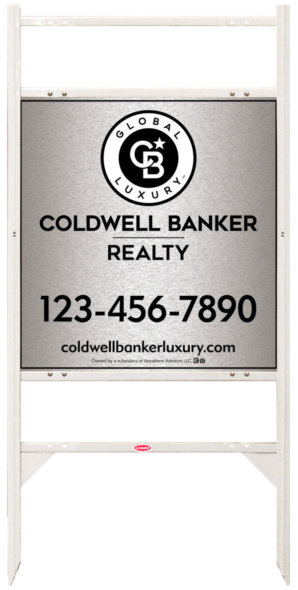 Angle Iron Frame w 2 Rider Inserts and Office Sign Panel Unit, 25h x 24w, Brushed Aluminum Composite