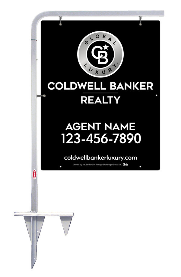 Tubular Stake and Agent Sign Panel Unit, 30h x 24w, Poly