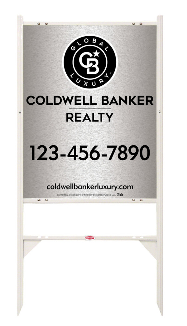 Angle Iron Frame and Office Sign Panel Unit, 30h x 24w, Brushed Aluminum Composite