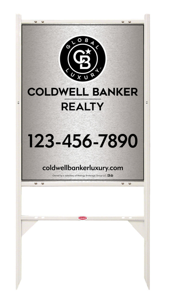 Angle Iron Frame and Office Sign Panel Unit, 30h x 24w, Brushed Aluminum Composite