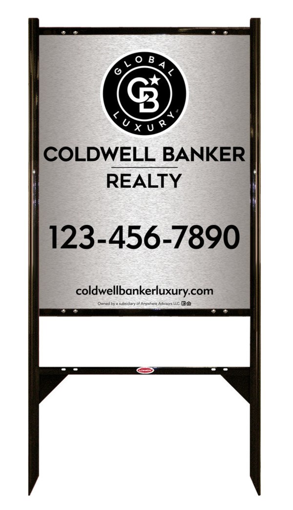 Angle Iron Frame and Office Sign Panel Unit, 30h x 24w, Brushed Aluminum Composite