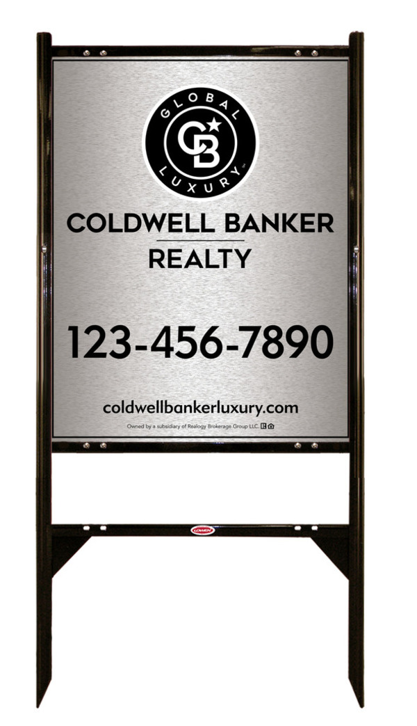 Angle Iron Frame and Office Sign Panel Unit, 30h x 24w, Brushed Aluminum Composite