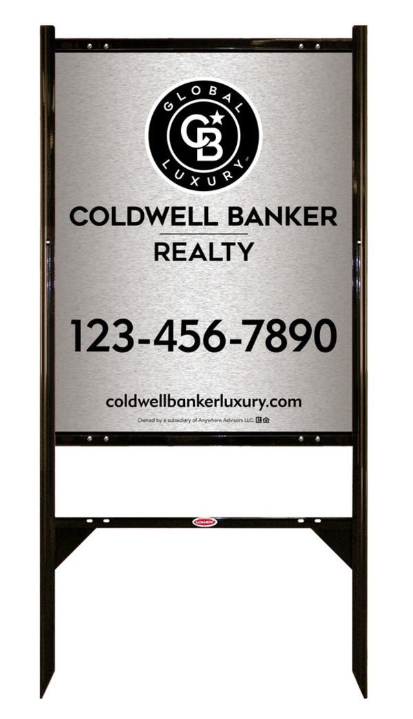 Angle Iron Frame and Office Sign Panel Unit, 30h x 24w, Brushed Aluminum Composite