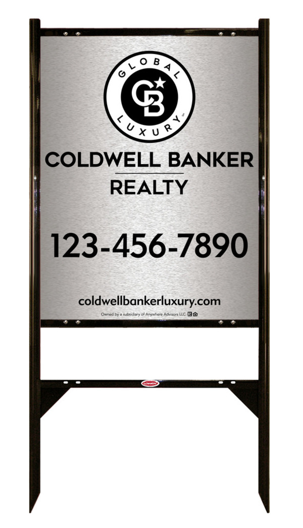 Angle Iron Frame and Office Sign Panel Unit, 30h x 24w, Brushed Aluminum Composite