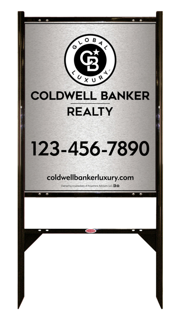 Angle Iron Frame and Office Sign Panel Unit, 30h x 24w, Brushed Aluminum Composite