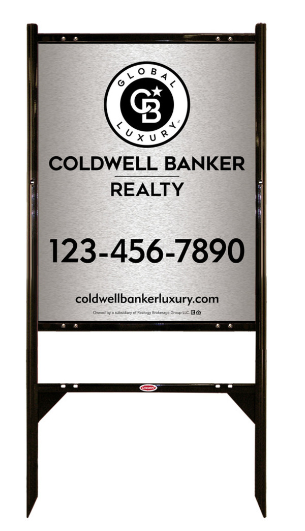 Angle Iron Frame and Office Sign Panel Unit, 30h x 24w, Brushed Aluminum Composite