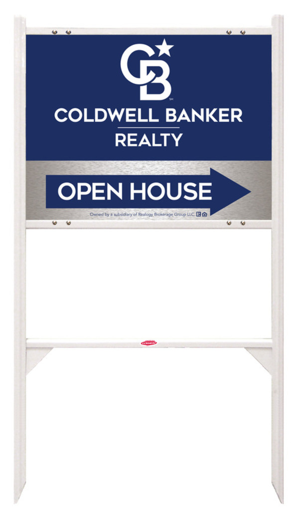 Angle Iron Frame and Office Open House Sign Panel Unit, 18h x 24w, Brushed Aluminum Composite