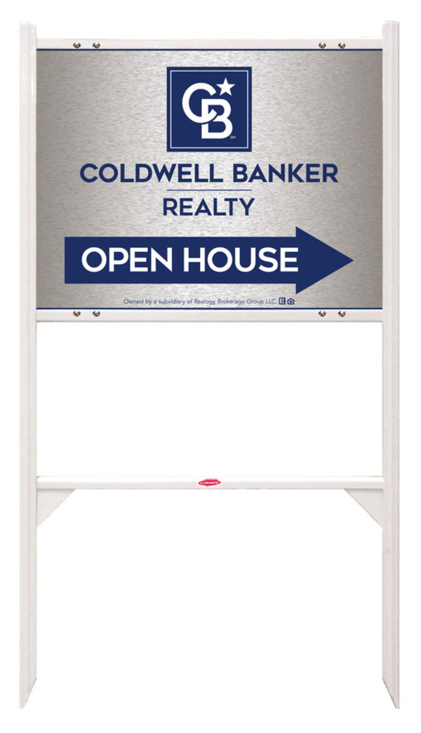 Angle Iron Frame and Office Open House Sign Panel Unit, 18h x 24w, Brushed Aluminum Composite