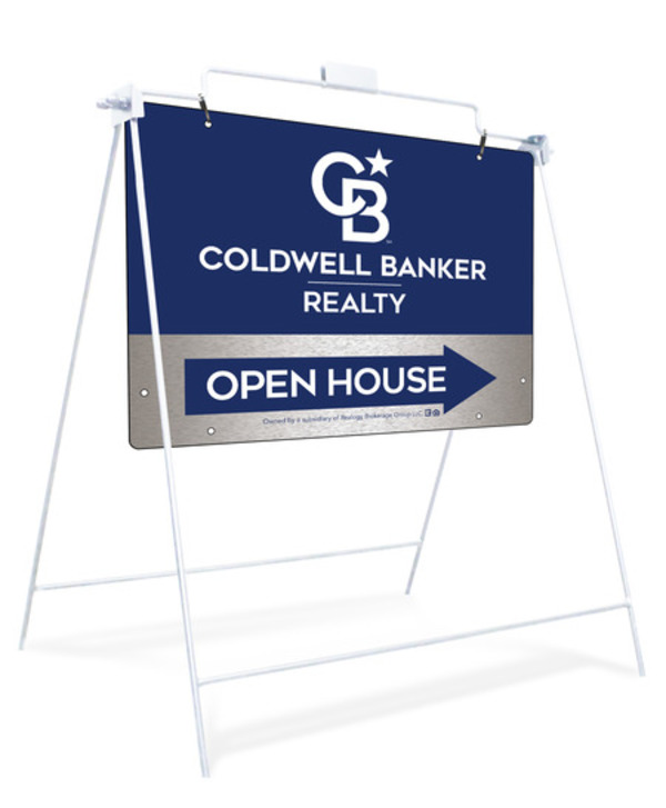 Swinging A-Frame and Office Open House Sign Panel Unit, 18h x 24w, Brushed Aluminum Composite