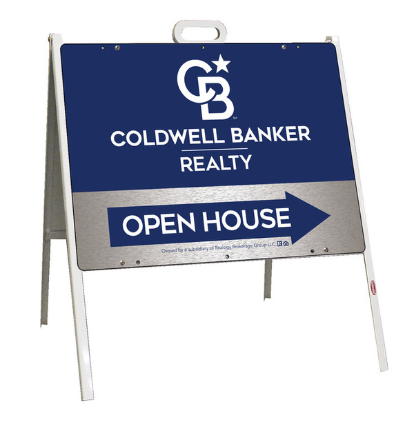 A-Frame and Office Open House Sign Panel Unit, 18h x 24w, Brushed Aluminum Composite