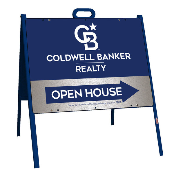 A-Frame and Office Open House Sign Panel Unit, 18h x 24w, Brushed Aluminum Composite