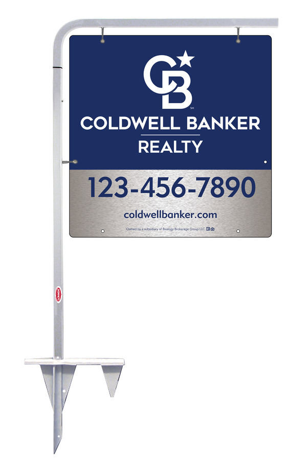 Tubular Stake and Office Sign Panel Unit, 24h x 24w, Brushed Aluminum Composite