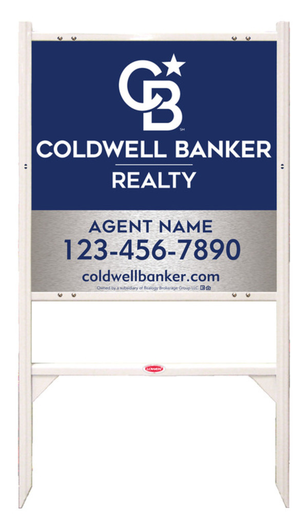 Angle Iron Frame and Agent Sign Panel Unit, 24h x 24w, Brushed Aluminum Composite