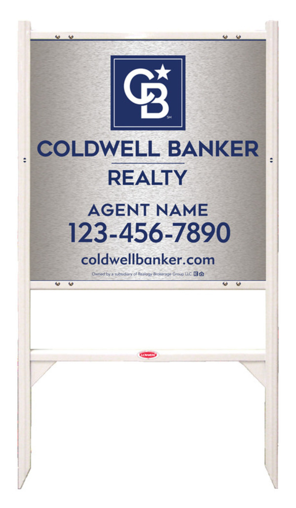 Angle Iron Frame and Agent Sign Panel Unit, 24h x 24w, Brushed Aluminum Composite