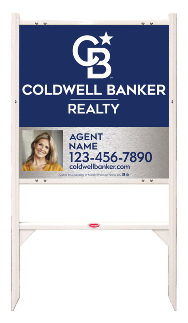Angle Iron Frame and Agent Photo Sign Panel Unit, 24h x 24w, Brushed Aluminum Composite