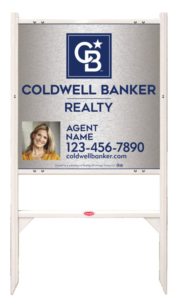 Angle Iron Frame and Agent Photo Sign Panel Unit, 24h x 24w, Brushed Aluminum Composite