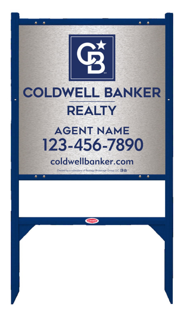 Angle Iron Frame and Agent Sign Panel Unit, 24h x 24w, Brushed Aluminum Composite