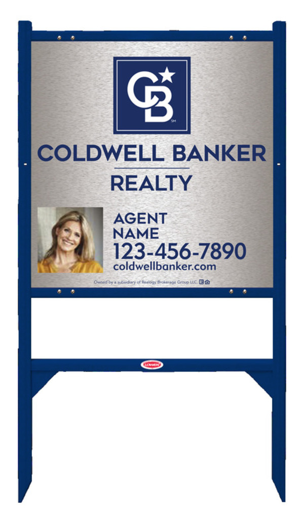 Angle Iron Frame and Agent Photo Sign Panel Unit, 24h x 24w, Brushed Aluminum Composite