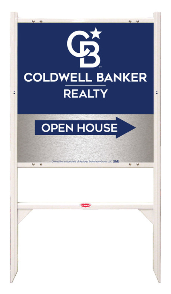 Angle Iron Frame and Office Open House Sign Panel Unit, 24h x 24w, Brushed Aluminum Composite