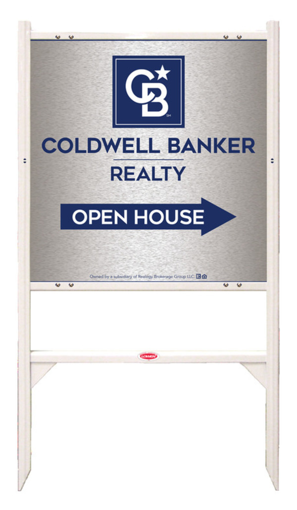 Angle Iron Frame and Office Open House Sign Panel Unit, 24h x 24w, Brushed Aluminum Composite