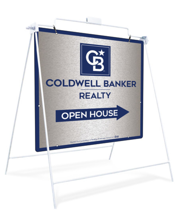 Swinging A-Frame and Office Open House Sign Panel Unit, 24h x 24w, Brushed Aluminum Composite