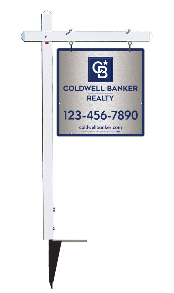 Sign Post and Office Sign Panel Unit, 24h x 24w, Brushed Aluminum Composite