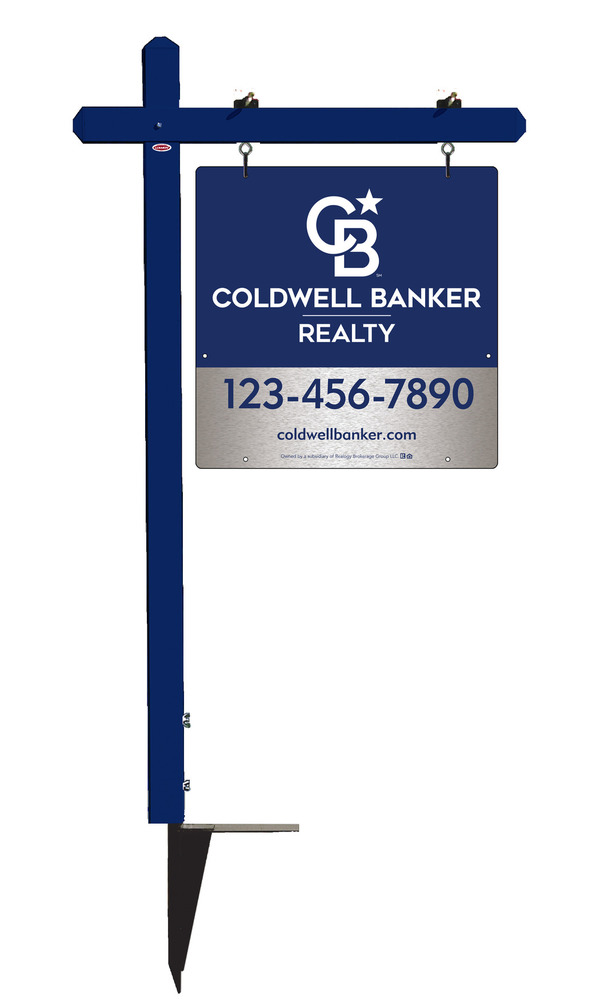 Sign Post and Office Sign Panel Unit, 24h x 24w, Brushed Aluminum Composite