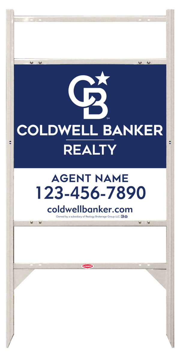Angle Iron Frame w 2 Rider Inserts and Agent Sign Panel Unit, 24h x 24w, 3MM Aluminum Composite