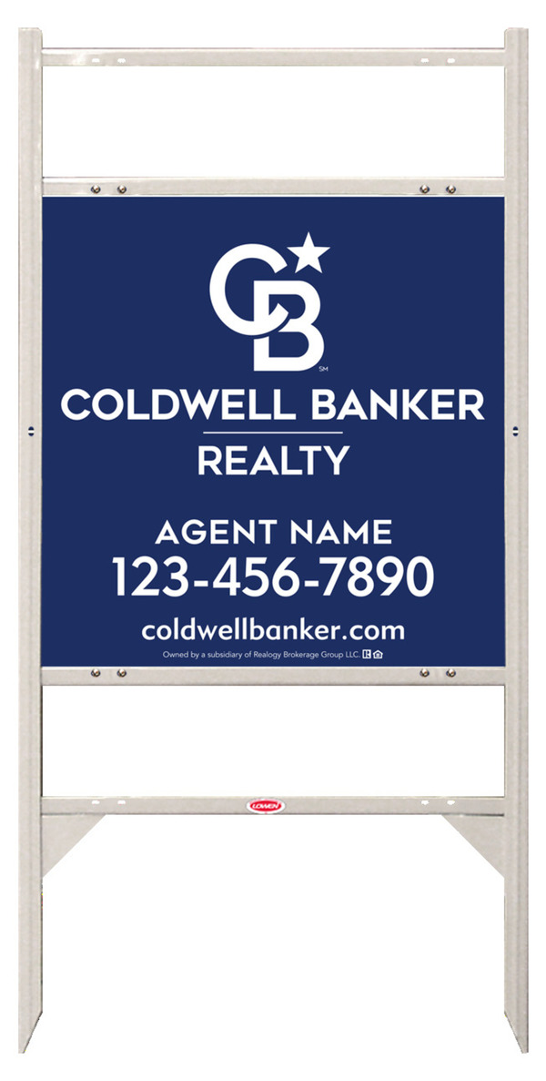 Angle Iron Frame w 2 Rider Inserts and Agent Sign Panel Unit, 24h x 24w, 3MM Aluminum Composite