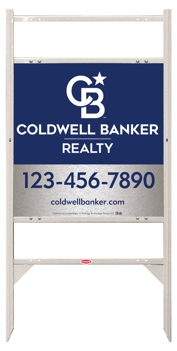 Angle Iron Frame w 2 Rider Inserts and Office Sign Panel Unit, 24h x 24w, Brushed Aluminum Composite
