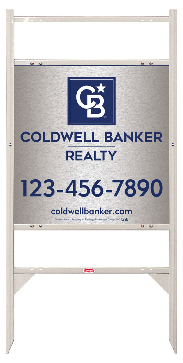 Angle Iron Frame w 2 Rider Inserts and Office Sign Panel Unit, 24h x 24w, Brushed Aluminum Composite