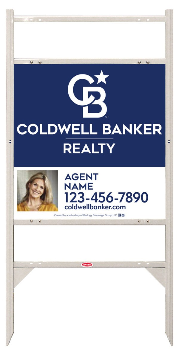 Angle Iron Frame w 2 Rider Inserts and Agent Photo Sign Panel Unit, 24h x 24w, 3MM Aluminum Composite