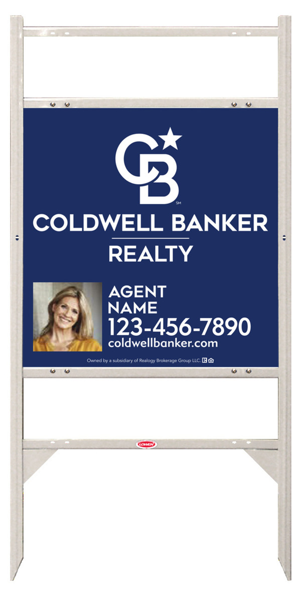 Angle Iron Frame w 2 Rider Inserts and Agent Photo Sign Panel Unit, 24h x 24w, 3MM Aluminum Composite