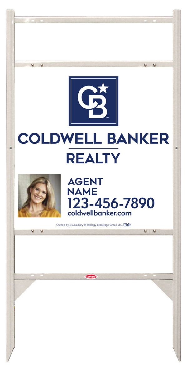 Angle Iron Frame w 2 Rider Inserts and Agent Photo Sign Panel Unit, 24h x 24w, 3MM Aluminum Composite