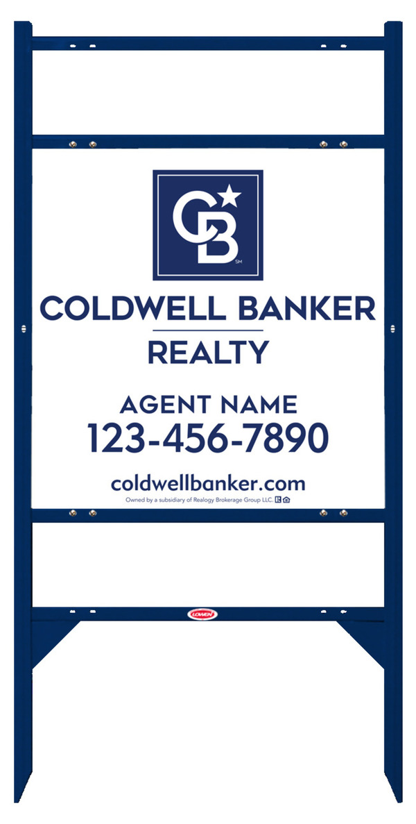 Angle Iron Frame w 2 Rider Inserts and Agent Sign Panel Unit, 24h x 24w, 3MM Aluminum Composite