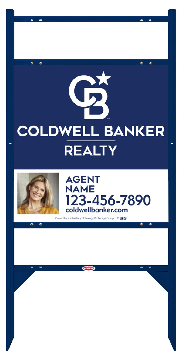 Angle Iron Frame w 2 Rider Inserts and Agent Photo Sign Panel Unit, 24h x 24w, 3MM Aluminum Composite
