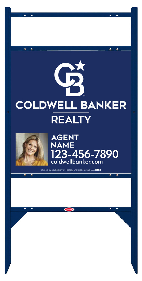 Angle Iron Frame w 2 Rider Inserts and Agent Photo Sign Panel Unit, 24h x 24w, 3MM Aluminum Composite