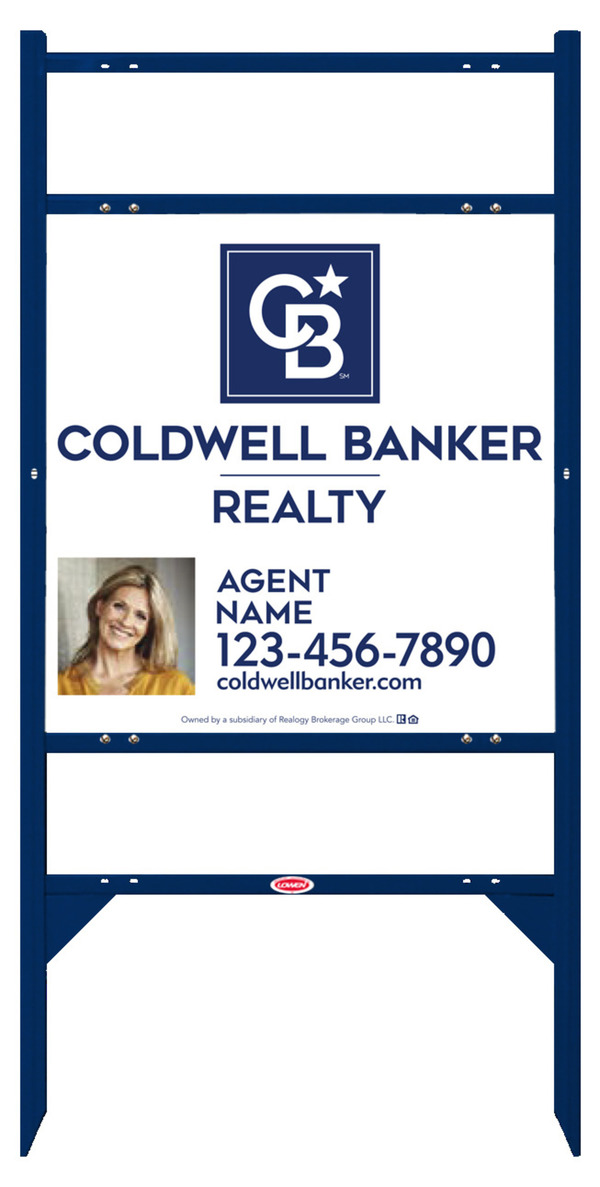 Angle Iron Frame w 2 Rider Inserts and Agent Photo Sign Panel Unit, 24h x 24w, 3MM Aluminum Composite
