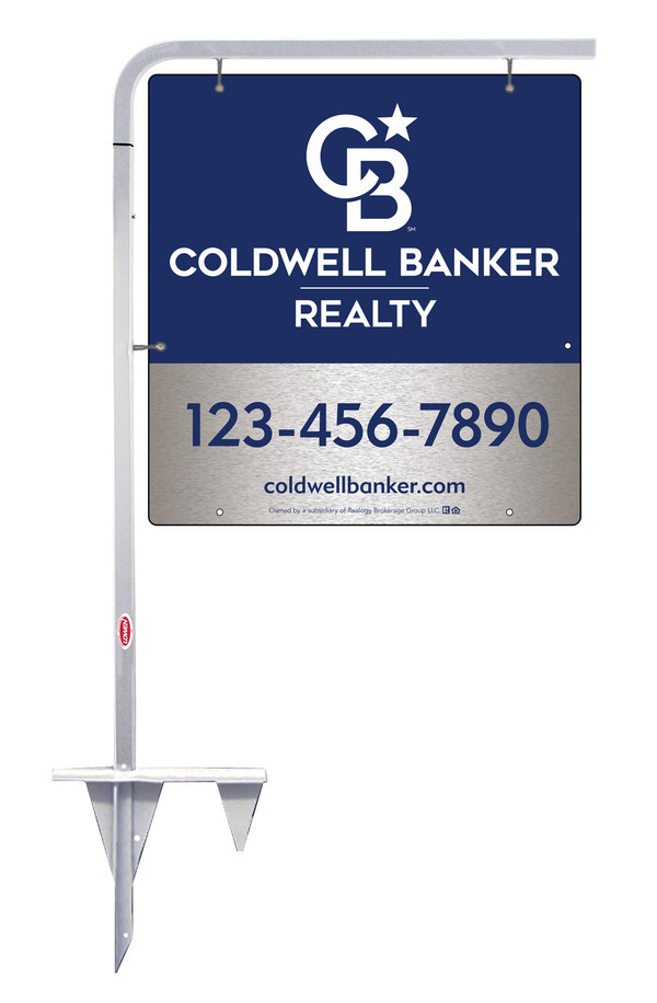 Tubular Stake and Office Sign Panel Unit, 25h x 24w, Brushed Aluminum Composite
