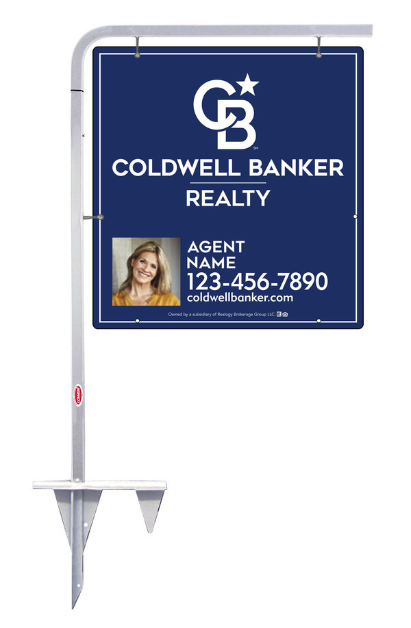 Tubular Stake and Agent Photo Sign Panel Unit, 25h x 24w, Poly